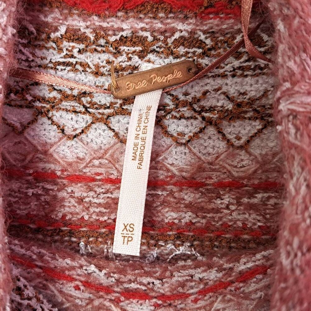 Free People Maroon & Pink Striped Cropped Cowl Sweater - Picture 6 of 8